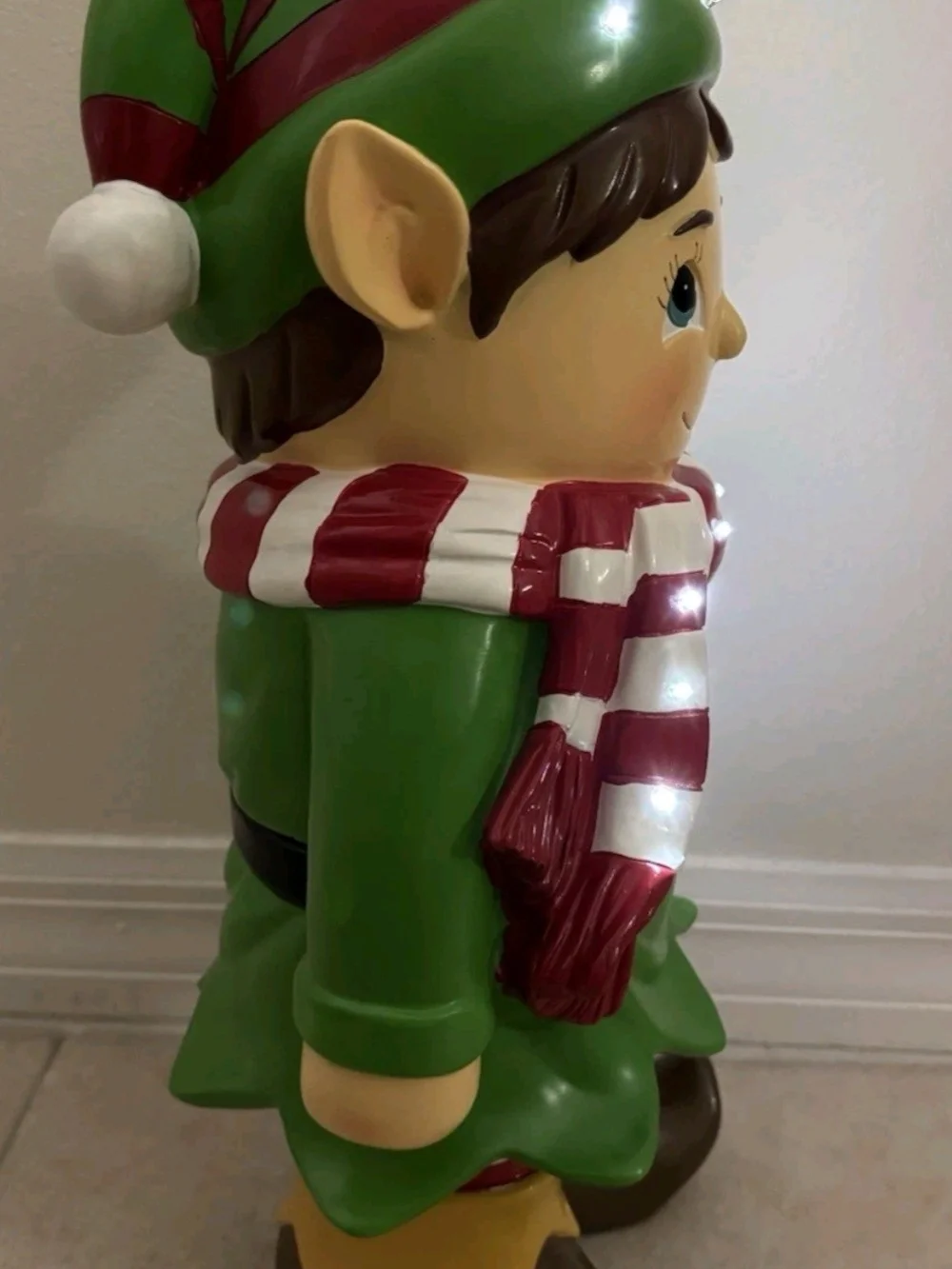 Plow & Hearth Lighted Twinkling Holiday Elf Boy Statue 18